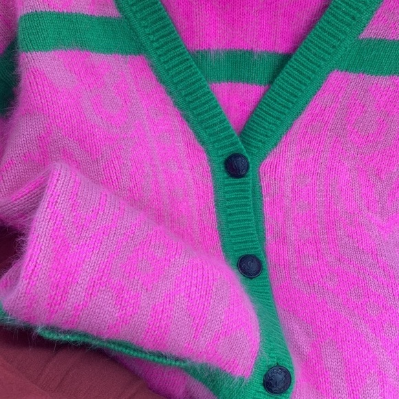 Juicy Couture Women’s Oversized Cardigan Angora Pink and Green Sweater XS/S - Picture 9 of 13